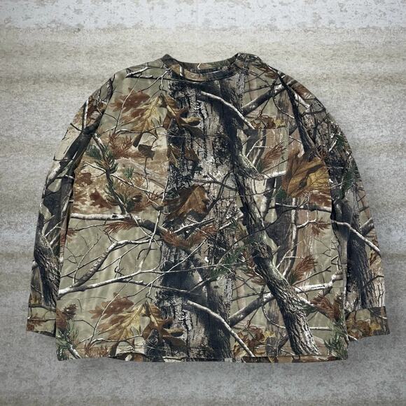 Realtree Other - Vintage Realtree Hunting Camo Shirt Cotton Long Sleeve Pocket Tee Woodland 90s